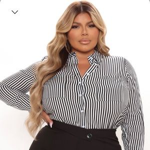 Plus Size Striped Button Down